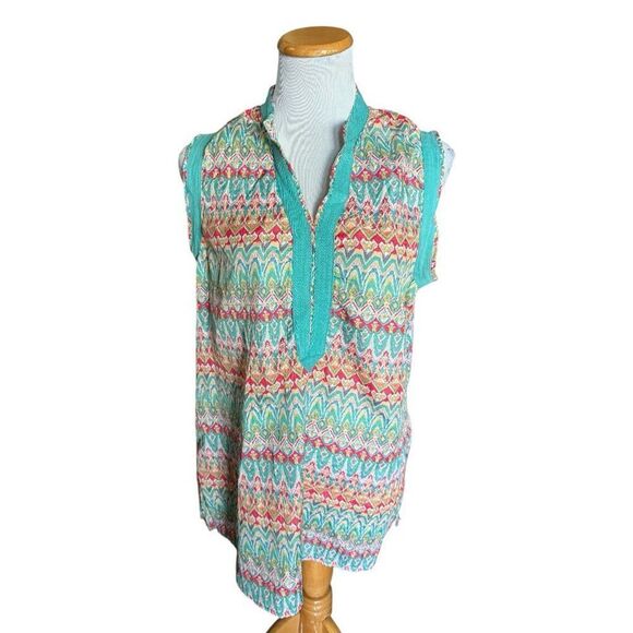 Womens Unique Spectrum Sleeveless Metallic Swim Beach Coverup Dress  - Sz 1X - Picture 1 of 1